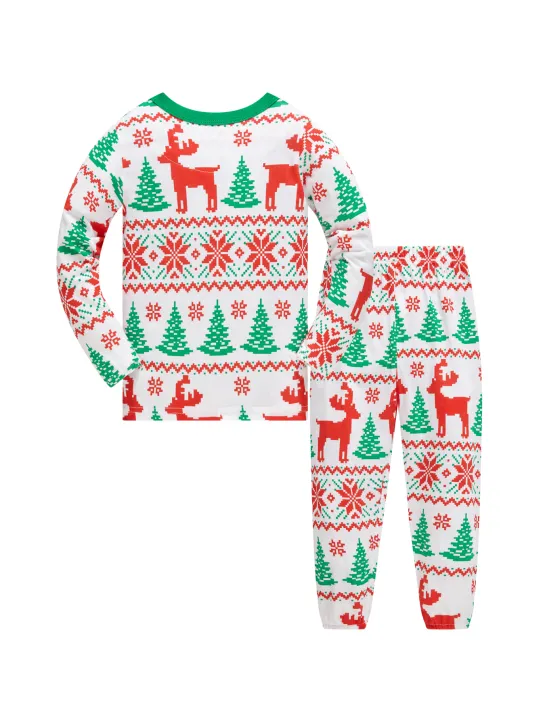 Kids%20%20Pajamas%20Set%20Reindeer%20Snowflake%20Print%20100%25%20Cotton%20Soft%20Holiday%20PJs%20for%20Boys%20and%20Girls%20Family%20Matching%20Nightwear%20-%20Image%202