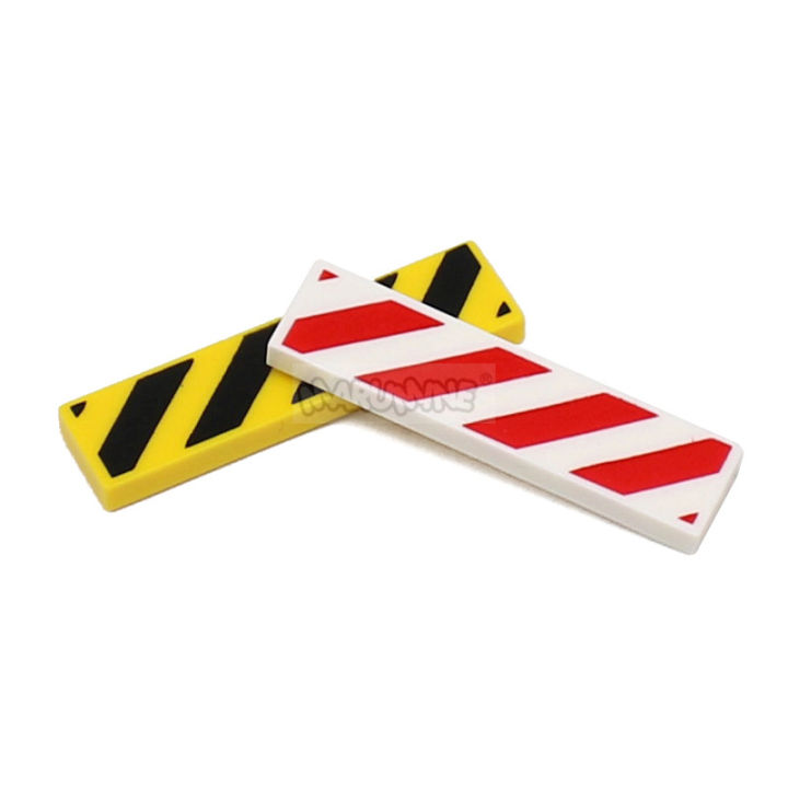 MARUMINE%2020PCS%20MOC%20Bricks%20Wrning%20Signs%201x4%20Tile%20Danger%20Stripe%20Building%20Block%20Parts%20Accessories%20Fit%20with%202431%20Plate%20Barricade%20-%20Image%203