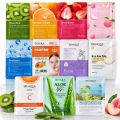 BIOAQUA Fruit Extract Facial Sheet Mask Moisturizing Brightening Hydrating Face Mask Set with Blueberry Green Tea Orange Strawberry Kiwi (Pack of 5)(Random). 