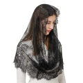 Black Lace Mantilla Veil for Church Spanish Style Lace Head Scarf White Black Short Veil for Bride Accessories.