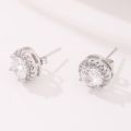 Delicate Small Round Stud Earrings Women with Shiny Cubic Zirconia Simple Versatile for Teens Fashion Jewelry.