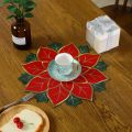 Red Snowflake Drink Coaster New Year Christmas Decoration Felt Dish Tray Pad Dinner Table Accessory Dinnerware Cup Mat. 