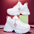 Women's platform increase 6CM white high heels outdoor four seasons fashion casual sports shoes summer platform sandals. 
