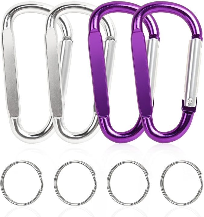 4PCS%20Black%20Carabiner%20Caribeaner%20Clip%20Aluminum%20D%20Ring%20Shape%20Carabeaner%20with%204PCS%20Keyring%20Keychain%20Hook%20-%20Image%207