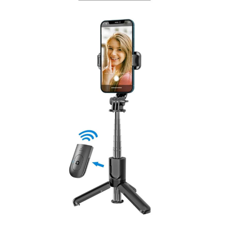 Xt-02 Flexible 2-in-1 Bluetooth Selfie Stick and Tripod with Remote Control, Extends Up to 70cm, Black/Grey