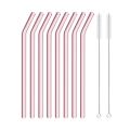 Pink Glass Straw Reusable Drinking Straw Borosilicate Glass Tube Straws for Drinks Cocktail with Cleaning Brush Bar Accessories. 