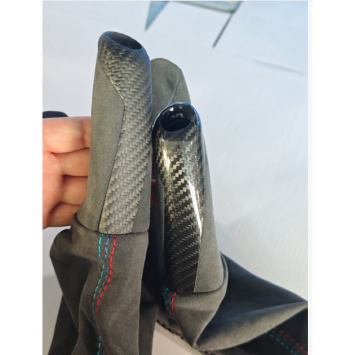 F30 F31 Car Alcantara Handbrake Handle with Carbon Fiber Gear Shift Knob Selector Trim For BMW F32 F33 F36 F80 F81 F82 F83 F84