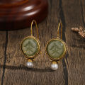Elegant Vintage Geometric Pearl Pendant Drop Earrings Women Exquisite Hanging Piercing Earring Wed Bridal Jewelry .