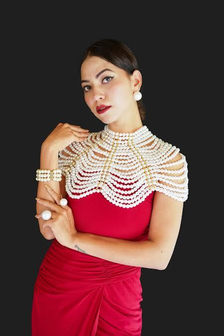 Pearl cape top | handmade beaded accessory