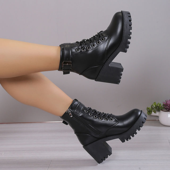 Winter%20New%20Fashion%20Comfortable%20Elegant%20Square%20with%20Women's%20Shoes%20Side%20Zipper%20Round%20Head%20Solid%20Color%20Simple%20Thick%20Heel%20Boots%20-%20Image%203