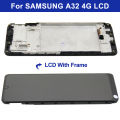 AMOLED Screen for Samsung Galaxy A32 A325 A325F A325M Lcd Display Digital Touch Screen with Frame Replacement with Fingerprint. 