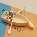 Funny Plastic Fishing Boat Model Mini Simulated Dollhouse Ornaments Bagged Miniature Fishing Boat Set Children.
