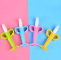 Baby Teether Toys BPA Banana Teething Ring Silicone Chew Dental Care Toothbrush. 