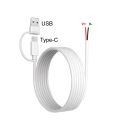 DIY USB C to 2 Pin Bare Wire Open End Power Cable, 5V USB Type C Male Plug 2 Pin Pigtail Cable, for Type C Replacement or Repair. 