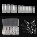 500 PCS / Box Clear Natural Artificial Fake Nail Tips Full Half Cover French False Nails Mixed Sizes Extension Long Tips. 