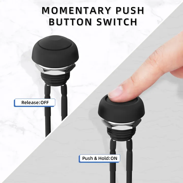 DaierTek%205PCS%2012mm%20Momentary%20Push%20Button%20Switch%20On%20Off%20Mini%20Round%20Switch%20Waterproof%20PBS-33B%203A%20125V%20AC%20with%20Pre-soldered%20Wire%20-%20Image%203