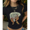 Earphone Cat Funny Printed Women's Summer Casual Slim Fit Cropped T-Shirt Fashion Versatile Y2k Spicy Girl Fashion Crop top. 