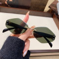 New Rice Nail Frameless Rhombus Sunglasses Men's Personalized Metal Frame Car Sunglasses 90318.