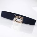 Fashion Metal Buckle Thin Stretchy Waist Belt Striped Elastic Waistband Elegant Women Girdle Accessories Female Belt. 