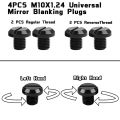 4Pcs M10 x 1.25 CNC Motorcycle Mirror Hole Blanking Plugs Screws Bolts Left Right Hand Thread Mirror Hole Caps Universal Fit. 