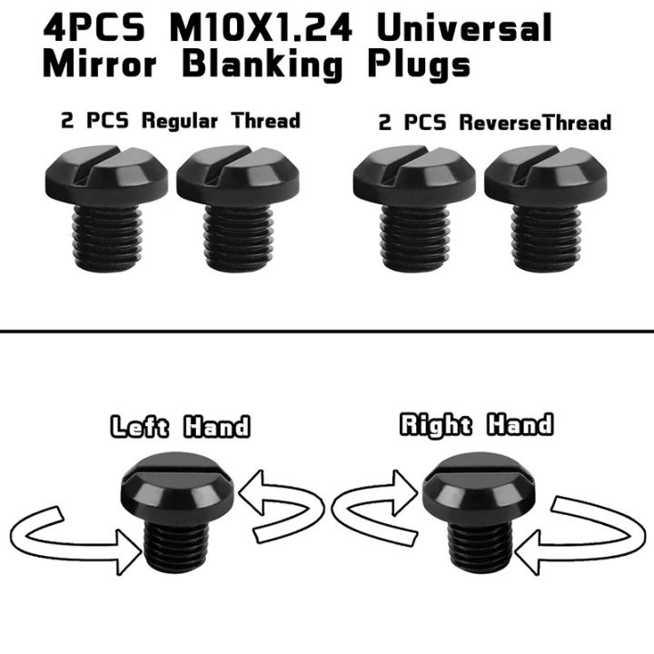 4Pcs%20M10%20x%201.25%20CNC%20Motorcycle%20Mirror%20Hole%20Blanking%20Plugs%20Screws%20Bolts%20Left%20Right%20Hand%20Thread%20Mirror%20Hole%20Caps%20Universal%20Fit%20-%20Image%205