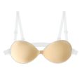 Invisible Adhesive Strapless Bra Backless Sticky Bra Push Up Silicone Bra for Women Wedding Thin Lingerie with Transparent Strap.