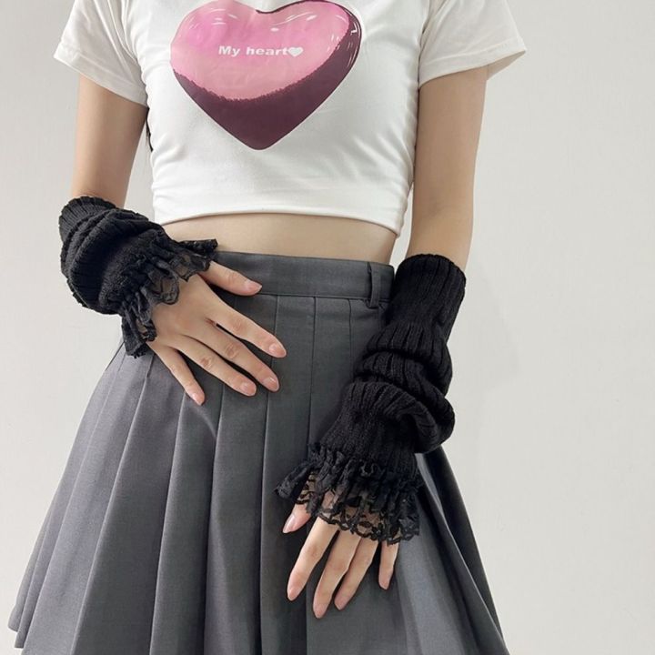 1Pair%20Fingerless%20Long%20Wrist%20Gloves%20Arm%20Warmers%20False%20Sleeves%20Knitted%20Gloves%20Finger%20Sleeves%20Cover%20Black%20White%20Half%20Finger%20Gloves%20-%20Image%203
