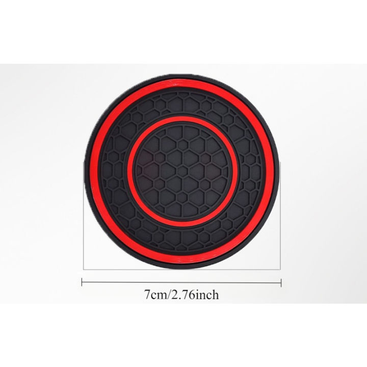 2Pcs%207cm/2.75inch%20Car%20Center%20Console%20Anti%20Slip%20Pad%20Easy%20Clean%20Dustproof%20Coaster%20Pvc%20Double%20Circle%20Honeycomb%20Pattern%20Car%20Interior%20-%20Image%202