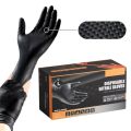 Industrial Black Nitrile Gloves 8mil Heavy Duty Disposable Gloves with Diamond Textured Latex Free Mechanic Tattoo Auto Gloves. 