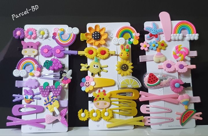 14 pieces/set Cartoon Hair Clips For Girls / Rainbow Hair pins/Clips /Colorful Girls Hairgrips