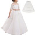 Fashion White Lace Children Skirt Petticoat Steel Ring Adjustable Princess Skirt Tutu Skirt 3 Hoops Wedding Petticoat Kids Girls. 