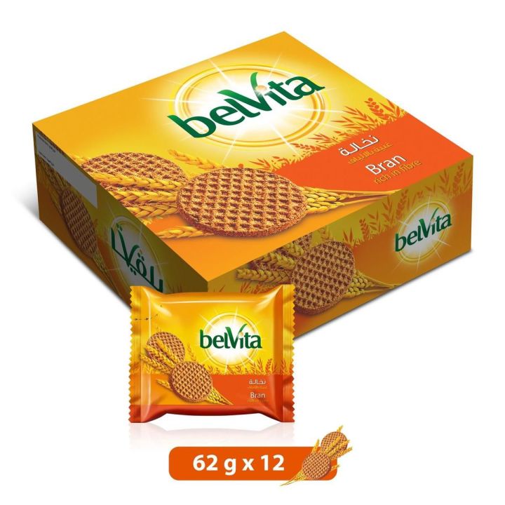 Belvita Bran Rich In Fibre Biscuits 62g, 12 Packs