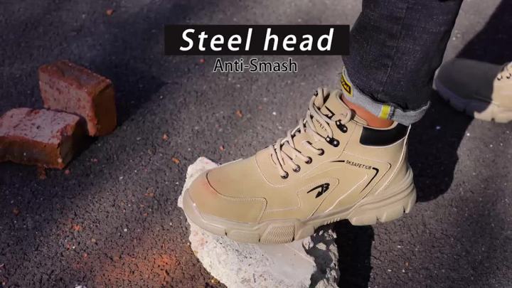 Men Steel Toe Safety Work Boots Indestructible Construction Safety Boots Puncture Proof Male Work Shoes Protective Footwear