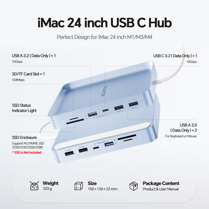 PULWTOP%20USB%20C%20Hub%20For%20iMac%2024%20Inch%202021%202023%202024%20With%20USB%20C%20And%20USB%20A%2010Gbps%20SD%20TF%20M2%20SSD%20Expansion%20Slot%20-%20Image%202