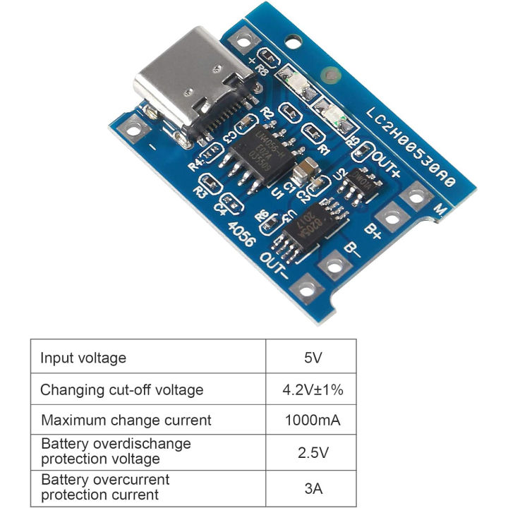 10pcs%205V%201A%2018650%20TP4056%20Lithium%20Charging%20Lithium%20Battery%20Charging%20Board%20Type%20C%20Charge%20Module%20With%20Protection%20board%20-%20Image%205