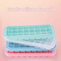 Silicone Ice Cubes Tray with Lid 24 Cubes Jelly Maker frozen Molds Easy-Release for Whisky Cocktail Cola Baby Food and Drinks. 