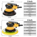 5/6 Inch Pneumatic Air Orbital Sander Polisher Tool Polishing Random Orbital Machine Grinder for Car Paint Care Rust Removal. 