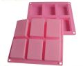 Pink Silicone Soap Molds, 6 Cavities DIY Craft Mold for Baking and Homemade Soap, Ice Cube Tray, . 