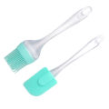 Non-stick Heat-resistant Silicone Scraper Brush & Spatula 2 in 1 Kitchen Tools Silicone Spatula Set Tool for Baking & Pastry-Multicolour.