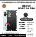 XIAOMI REDMI NOTE 10 PRO FULL BACK 360 PREMIUM, Protection Skin / Wrap - LEATHER TEXTURE. 
