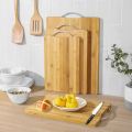Wooden Chopping Board, Natural Bamboo Wood, (20x30, 22X32, 24x34, X 1.8 cm) Perfect Size Cutting Tray for Kitchen, Vegetables, Fruits, Pizza, Meat, Multipurpose use, with Steel Handle. 