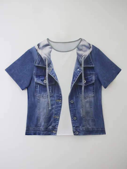 Plus%20size%20women's%20imitation%20denim%20casual%20short%20sleeved%20round%20neck%20top%20Western%20style%20denim%20style%20T-shirt%20versatile%20comfortable%20-%20Image%205