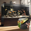 Black Aquarium Background Static Cling Fish Tank Backdrop PVC Film Shading Blackout Wallpaper Removable No Glue Waterproof Decor. 