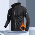 Running jacket men's winter new windproof and sun protection training sportswear with plush insulation and waterproof outdoor ho.