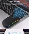 Rechargeable Wireless Bluetooth Rgb Ultra-Thin Mouse - Stylish Rgb Lighting With Versatile Connectivity. 