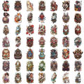 50pcs Transparent Japanese Tattoo Art Stickers - Waterproof PET Decals for Scrapbooking, Guitar & Laptop Decoration. 