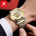 OLEVS 9901 Fashion Men's Watches Stainless Steel Hollow Out Mechanical Watch for Man Original Brand Automatic Movement Business.