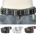 New Star Eye Rivet Belt Goth Style Double Pin Buckle Man/woman Fashion Casual Punk Style Pu Leather Waistband for Jeans Y2K Belt. 