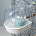 Transparent Bird Bath Tub - Splash-Proof PP Shower for Parrots, Lovebirds & Conures w/ Easy-Grip Handle. 