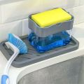 2-in-1 plastic kitchen cleaning brush wash sponge holder Sponge Caddy Soap Pump Dispenser kitchen sink soap liquid dispenser box. 